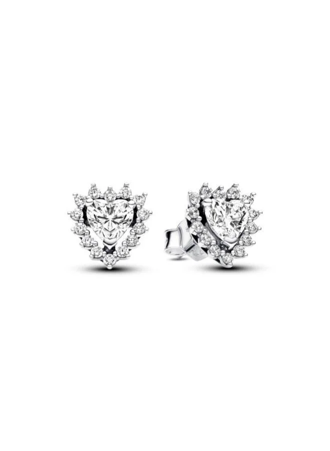 PANDORA Sparkling Heart Halo Stud Earrings