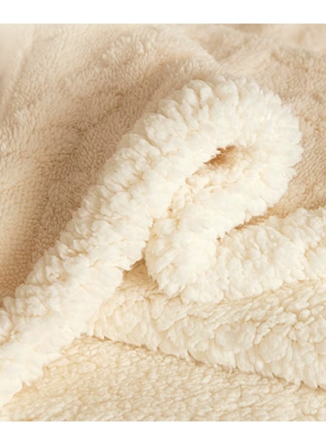 Hooded Blanket Wearable Cuddle Throw Warm Cozy Sherpa Lining Sherpa Throw Blanket/Solid Flannel - Image 3