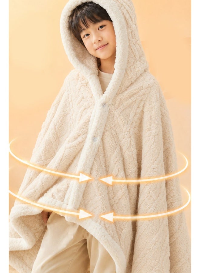 Hooded Blanket Wearable Cuddle Throw Warm Cozy Sherpa Lining Sherpa Throw Blanket/Solid Flannel - Image 2