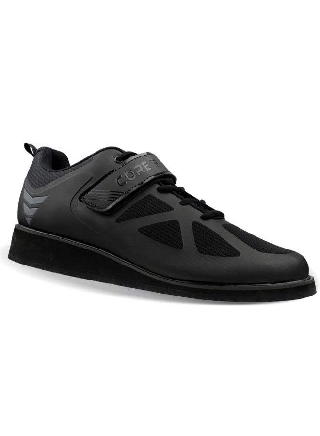 CORE Weightlifting Shoes - Squat Shoes for Powerlifting, Deadlifting, Crosstraining, Olympic Lifting and Gym - Men and Women - Strap and Lace-Up Design with Non-Slip Sole & 0.67" Heel, Black, 13 Women - Image 2