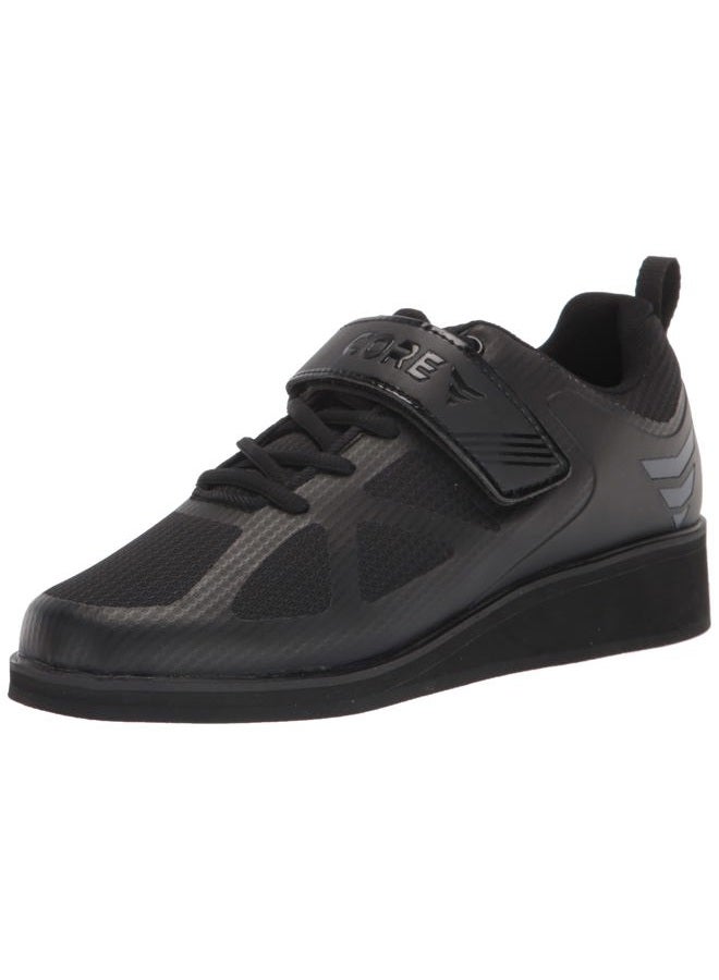 CORE Weightlifting Shoes - Squat Shoes for Powerlifting, Deadlifting, Crosstraining, Olympic Lifting and Gym - Men and Women - Strap and Lace-Up Design with Non-Slip Sole & 0.67" Heel, Black, 13 Women - Image 1
