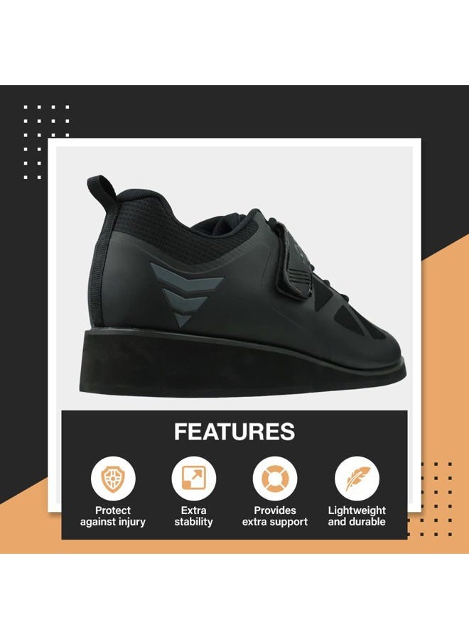 CORE Weightlifting Shoes - Squat Shoes for Powerlifting, Deadlifting, Crosstraining, Olympic Lifting and Gym - Men and Women - Strap and Lace-Up Design with Non-Slip Sole & 0.67" Heel, Black, 13 Women - Image 4