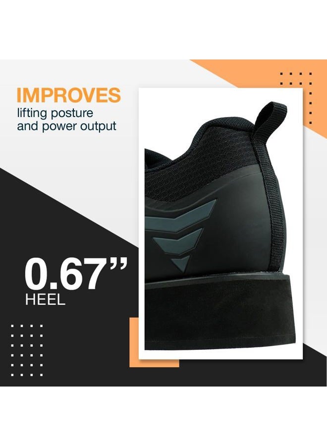 CORE Weightlifting Shoes - Squat Shoes for Powerlifting, Deadlifting, Crosstraining, Olympic Lifting and Gym - Men and Women - Strap and Lace-Up Design with Non-Slip Sole & 0.67" Heel, Black, 13 Women - Image 3