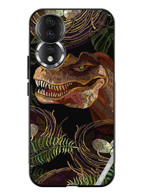 Protective Case Cover For Honor 80  Tyrannosaurus Rex Head, Palm Leaves And Eggs In Bird Nest Design Multicolour