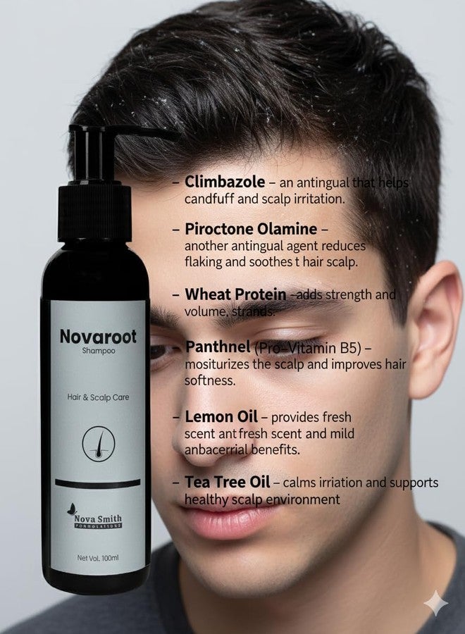 Novaroot Shampoo for anti dandruff & Hairfall - 100ml | Professional shampoo for Strengthening and Repairing Hair, With Protein & Omega-9, For Men & Women (Pack 2) - Image 5