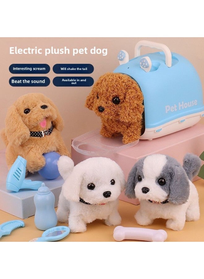Children's Day Toy Dog Plush Robot Dog Electronic Pet Walking Meeting Electric Puppy Simulation Call Meeting Boy-Color:Small Gold Hair (exquisite Pet Cute Dog Cage) Comes With A 10-piece Set-Scale:【 - Image 3