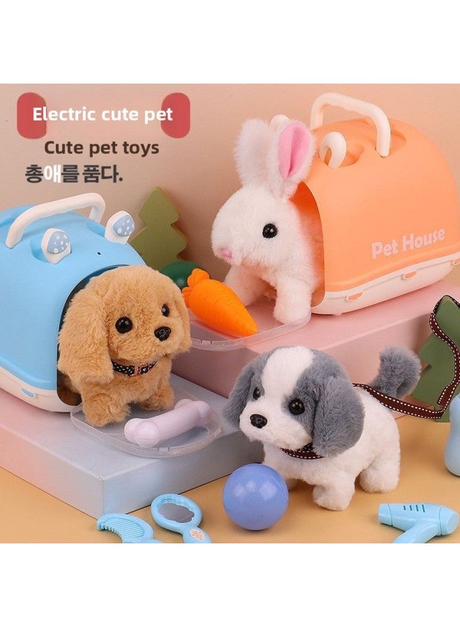 Children's Day Toy Dog Plush Robot Dog Electronic Pet Walking Meeting Electric Puppy Simulation Call Meeting Boy-Color:Small Gold Hair (exquisite Pet Cute Dog Cage) Comes With A 10-piece Set-Scale:【 - Image 2