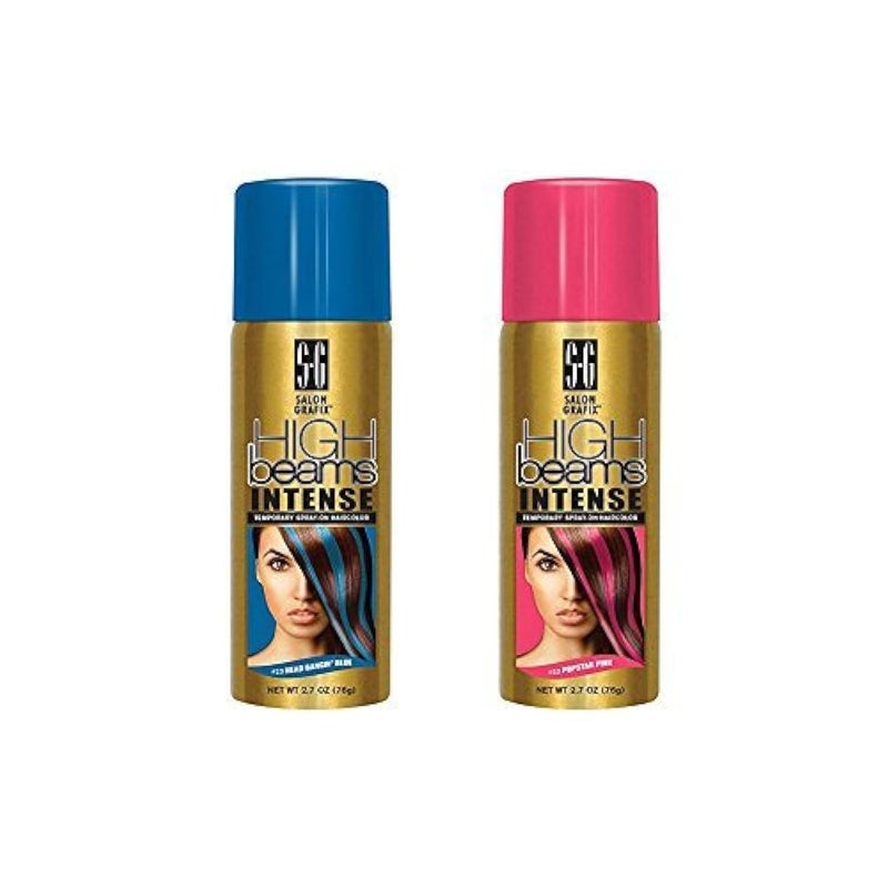 High Beams Intense Temporary Spray Hair Color Popstar Pink  Head Bangin Blue Set