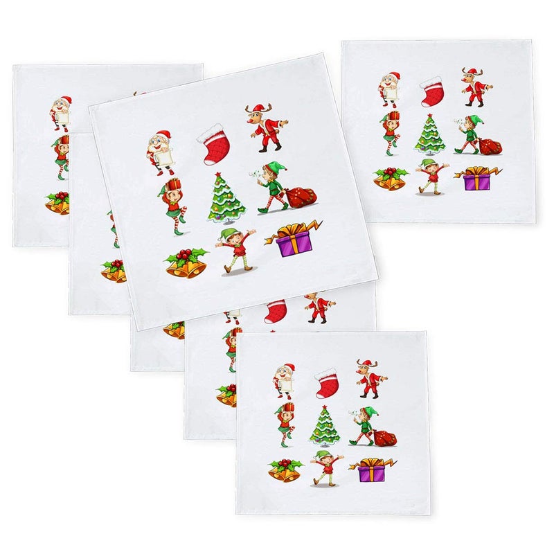 Khakee 6 Pcs Christmas Theme Tafta Silk Table Napkins 10x 10 for Xmas Decoration Christmas OrnamentsChristmas Gift npxmas162P - Image 1