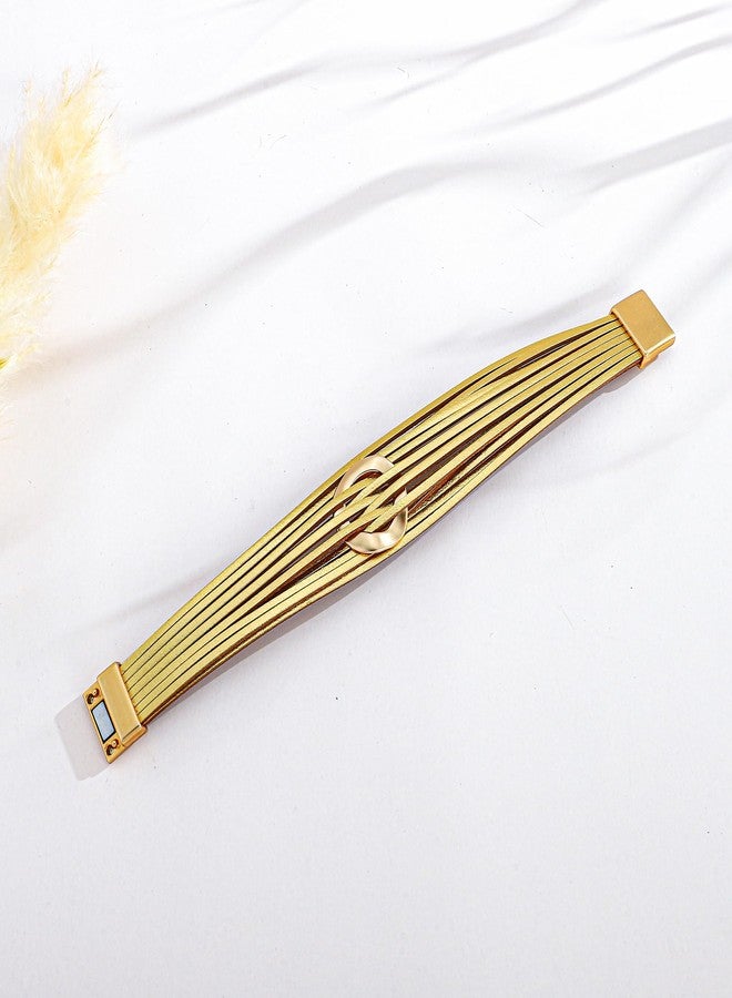 WOWORAMA Gold Leather Wrap Bracelet for Women Boho Multi Layered Bracelets Stackable Handmade Circle Charm Bracelet Trendy Jewelry - Image 5