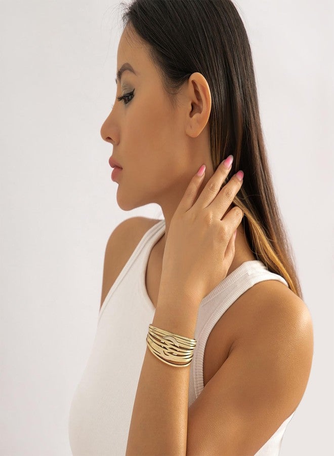 WOWORAMA Gold Leather Wrap Bracelet for Women Boho Multi Layered Bracelets Stackable Handmade Circle Charm Bracelet Trendy Jewelry - Image 4