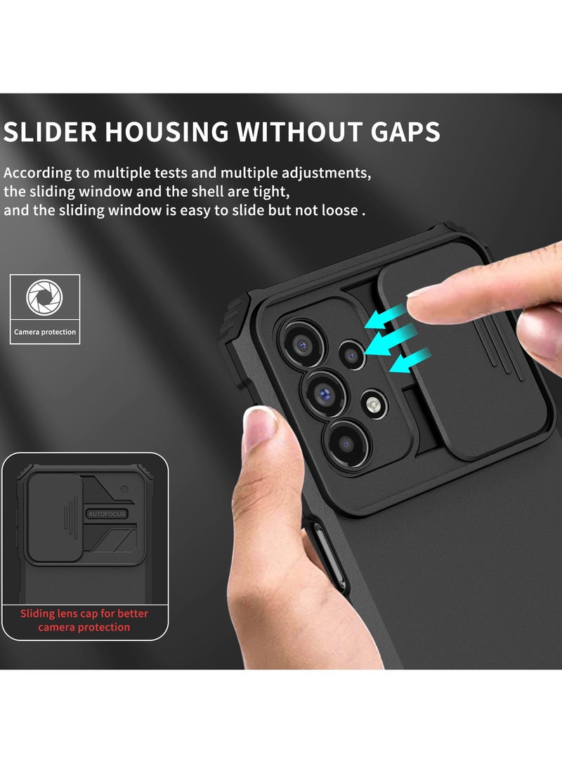 Samsung Galaxy A23 4G/5G / M23 4G Black Mobile Phone Case Cover, Innovative Telescopic Bracket, Sliding Protection Camera Window, Bumper Shockproof Phone Back Cover - Image 5