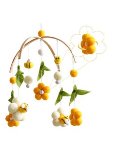 SYOSI Baby Crib Mobile Bamboo Wind Chime Bed Bell Baby Bedroom Ceiling Cotton Balls Wind Chime Portable Mobile Bee Decor Hanging Rotating Plush Toys for Baby  - Image 1