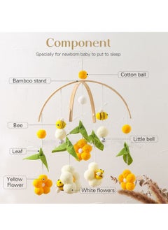 SYOSI Baby Crib Mobile Bamboo Wind Chime Bed Bell Baby Bedroom Ceiling Cotton Balls Wind Chime Portable Mobile Bee Decor Hanging Rotating Plush Toys for Baby  - Image 2