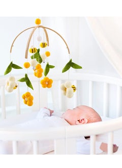 SYOSI Baby Crib Mobile Bamboo Wind Chime Bed Bell Baby Bedroom Ceiling Cotton Balls Wind Chime Portable Mobile Bee Decor Hanging Rotating Plush Toys for Baby  - Image 4