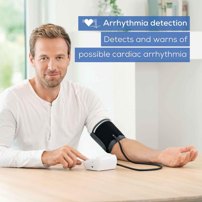 Beurer جهاز قياس ضغط الدم بيورر BM40 مع محول مؤشر منظمة الصحة العالمية 2 × 60 قياسات رمادي وأبيض - Image 3