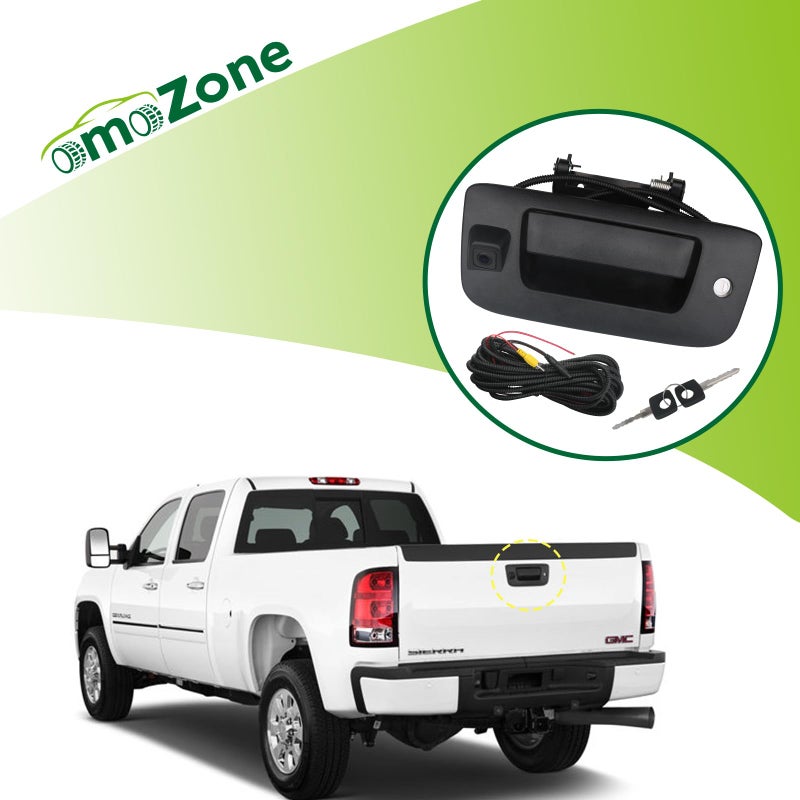 omoZone Backup Camera Tailgate Handle Rear View Camera Liftgate Latch Handle with Key Lock Cylinder Black Compatible with 2007-2014 Chevrolet Chevy Silverado GMC Sierra 1500 2500 3500 - Image 5