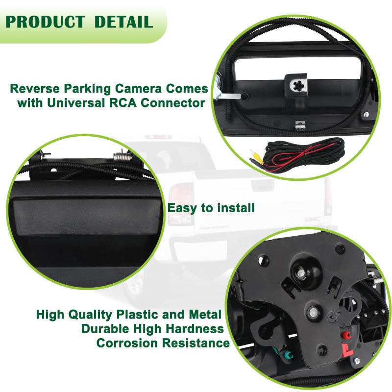 omoZone Backup Camera Tailgate Handle Rear View Camera Liftgate Latch Handle with Key Lock Cylinder Black Compatible with 2007-2014 Chevrolet Chevy Silverado GMC Sierra 1500 2500 3500 - Image 4