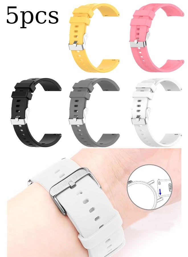 KANGLI 5 PCS Soft Silicone Watch Straps, Suitable For Huawei Watch GT2/GT3/GT Series, Waterproof, Breathable and Adjustable Sports Watch Straps - Image 1
