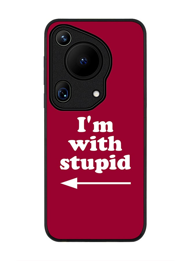 Stylizedd Rugged Black edge case for Huawei Pura 70 Ultra, Slim fit Soft Case Flexible Rubber Edges Anti Drop TPU Gel Thin Cover -  I'm with stupid - Image 1