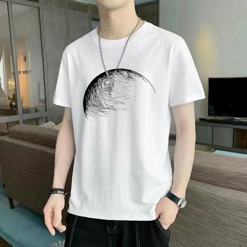 Summer Men'S Breathable Printed T-Shirt Round Neck Thin All-Match Sports Cheap Quick-Drying Casual Plus Size Trendy Brand Men'S Wear - Image 1