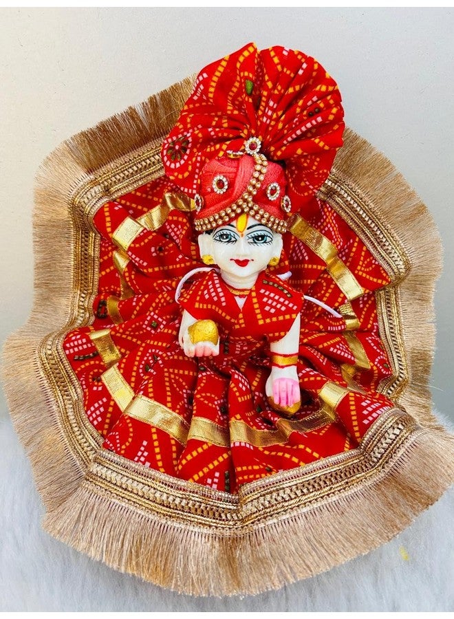 BuyAgain Kanha Ji/Thakur Ji Dress/Poshak/Pagdi, Made of Silk Cloth, Combo of a Total 2 Items 1 Poshak, 1 Mukut, of Gopal ji Idol, Dress Idol Size-(2) - Image 3