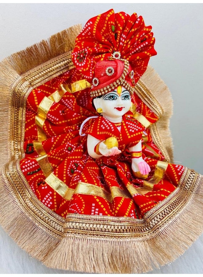 BuyAgain Kanha Ji/Thakur Ji Dress/Poshak/Pagdi, Made of Silk Cloth, Combo of a Total 2 Items 1 Poshak, 1 Mukut, of Gopal ji Idol, Dress Idol Size-(2) - Image 2