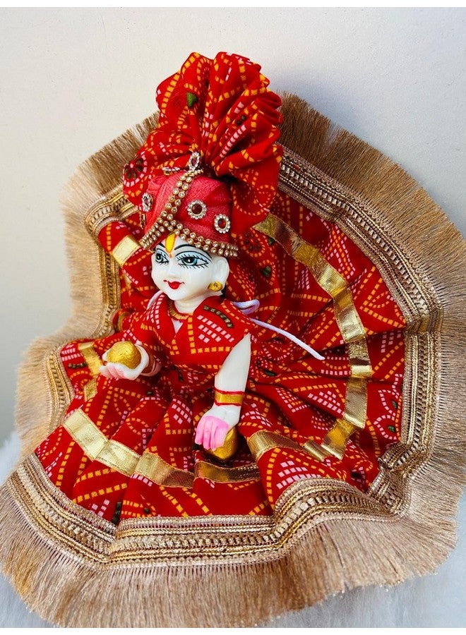 BuyAgain Kanha Ji/Thakur Ji Dress/Poshak/Pagdi, Made of Silk Cloth, Combo of a Total 2 Items 1 Poshak, 1 Mukut, of Gopal ji Idol, Dress Idol Size-(2) - Image 1