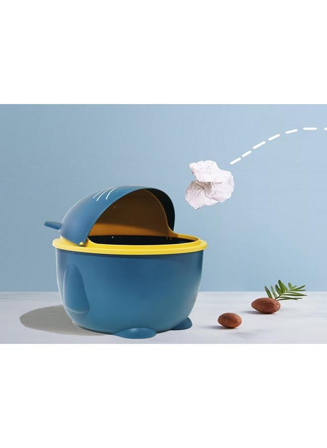 Thoraya Desktop Trash Can with Lid Plastic Cute Multipurpose Mini Wastebasket for Home Office Countertop Blue  - Image 4