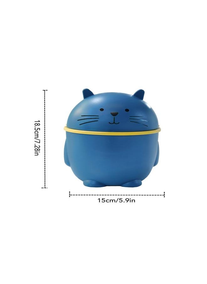 Thoraya Desktop Trash Can with Lid Plastic Cute Multipurpose Mini Wastebasket for Home Office Countertop Blue  - Image 3