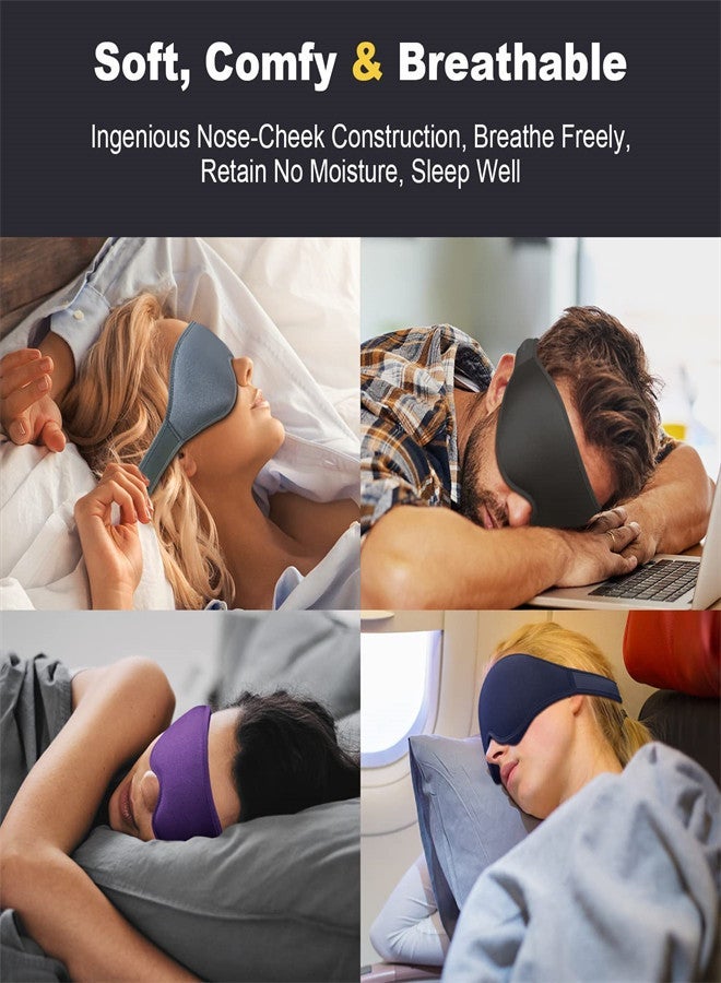 Generic Eye Mask Sleeping Mask for Women Men, 3D Contoured Sleeping Mask for Light Blocking, Comfortable Adjustable Protector Sleep Mask for Travel Yoga with 2 Box Earplug - Image 5