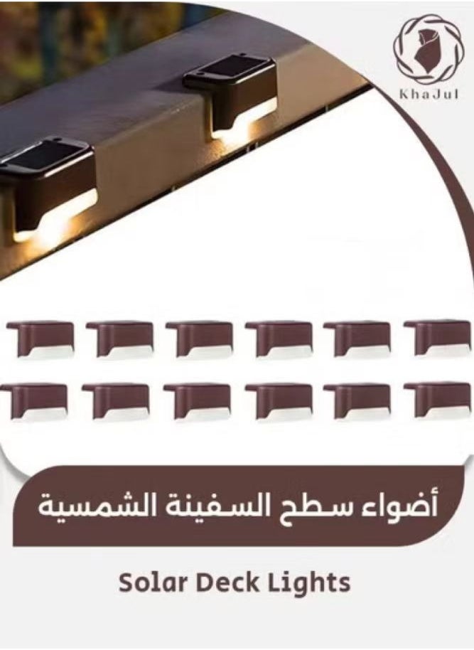 خاجول 12 قطعة من مصابيح LED مقاومة للماء تعمل بالطاقة الشمسية لتزيين جدار الدرج الخارجي للفناء والشرفة والمسار (أبيض دافئ)  - Image 1