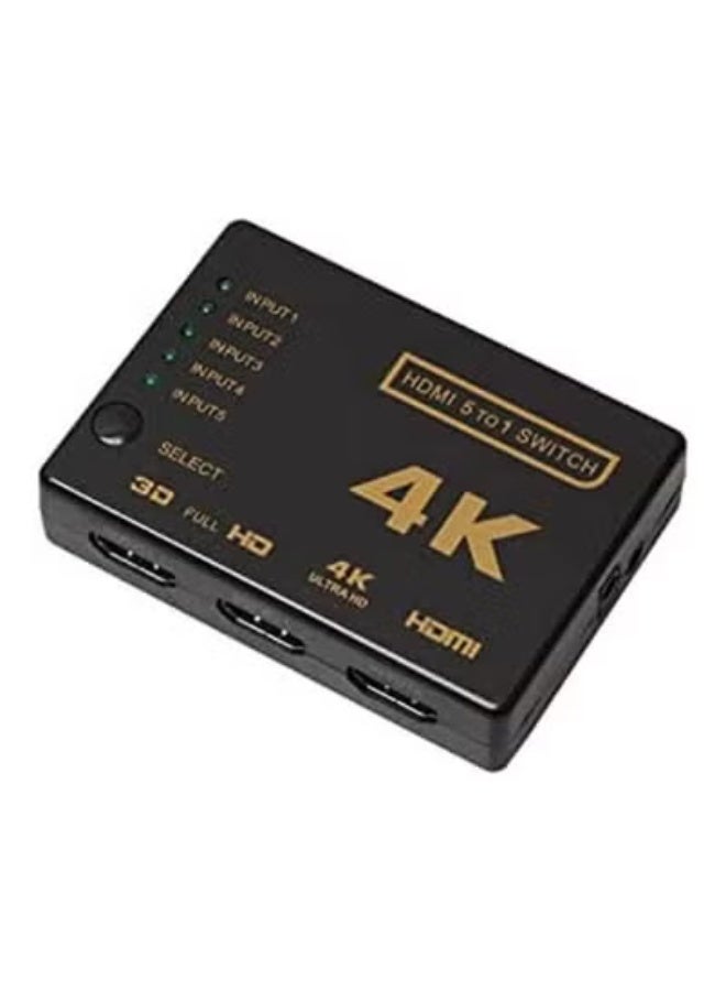 TIGER 5-Port HDMI Switch – 5 In 1 Out HDMI Switcher with Wireless IR Remote – Supports 4K UHD, Full HD 1080P, 3D Video, HDCP – High-Speed HDMI Splitter Hub for TV, Monitor, Projector, Gaming Console, Streaming Devices – Plug & Play Compact AV Adapter – Black - Image 3
