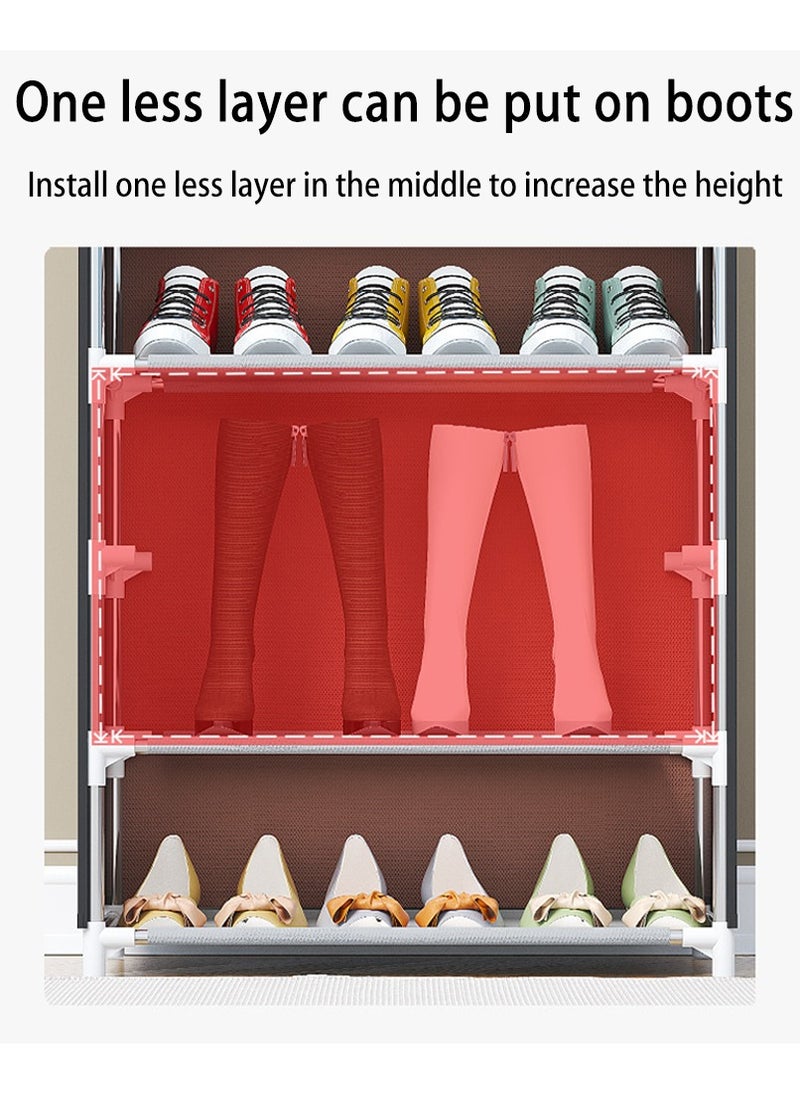 Arabest 10 Tiers Shoe Rack Cabinet, Shoe Storage Boxes with Non Woven Fabric Cover, Shoe Shelf for Entryway, Brown 160x60x30 Cm 20 Pairs of Shoes  - Image 4