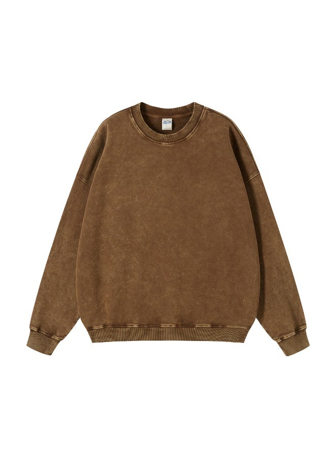 NIBEMINENT Retro Autumn Men Batik Washed Cotton Sweatshirts Unisex Loose Terry O Neck Pullovers Streetwears - Image 1