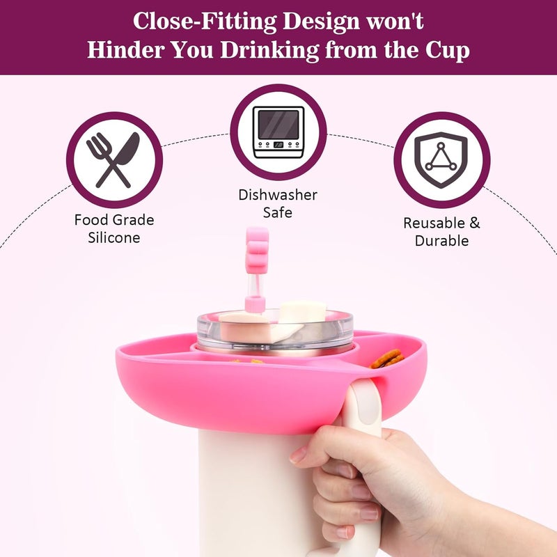 WALLFID Silicone Snack Bowl Compatible with Stanley 40 ozReusable fits Stanley Cup 1020with Boot and Straw cover caps 4 compartments for candy popcorn fits carmovie theater Cream - Image 3