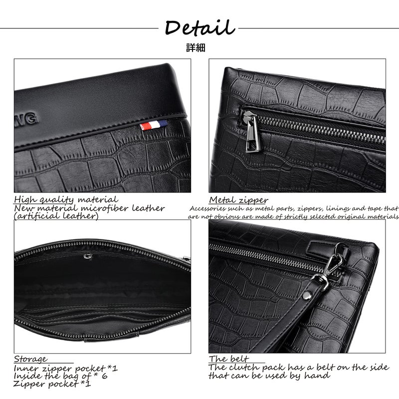 FSD.WG Mens Clutch Bag Man Purse Handbag 12 inches Large Hand Bag Big Clutch Wallet - Image 4
