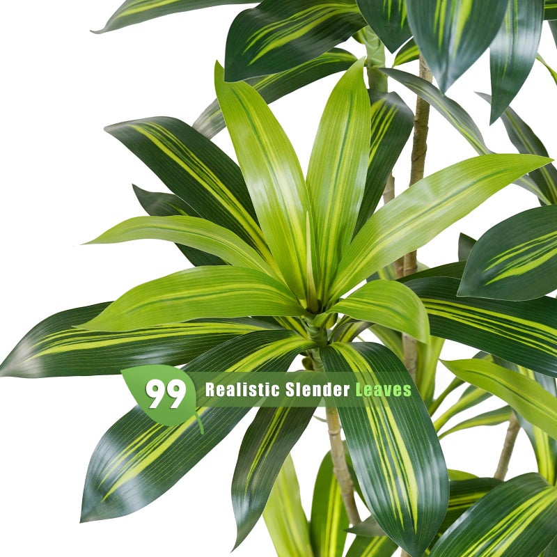 ZEEOZE Dracaena Plant Artificial Tree 5Ft Tall Fake Tropical Floor Plants Potted (Real Touch) Artificial Silk Tree Leaf Faux Trees Black Tall Planter for Home Office Living Room Indoor Outdoor Decor - Image 4