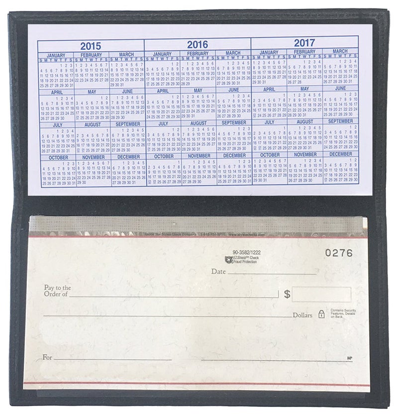 123 Cheap Checks Black Basic Genuine Leather Checkbook Cover For Men & Women - Image 2