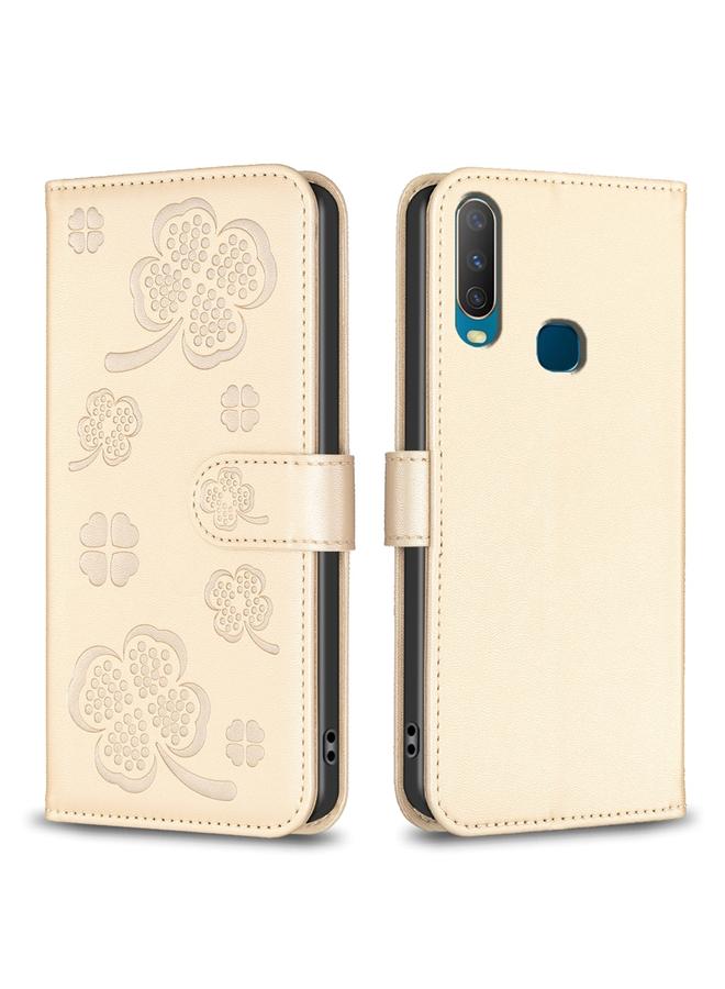 إيروريكس جراب لهاتف vivo Y11 / Y12 / Y15 / Y17 جراب هاتف من الجلد المنقوش بأربع أوراق - Image 1