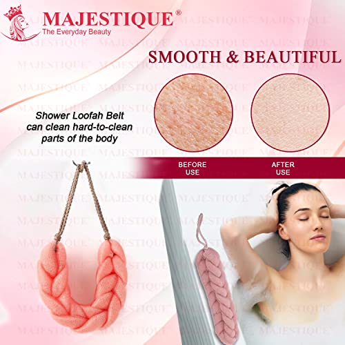 Majestique Braided Loofah for Bathing – Back Scrubber Bath Belt for Women & Men, Body Scrubber for Gentle Exfoliation, Lofas for Bath, Soft Mesh Strap for Deep Cleansing – Combo Pack of 2 - Image 3