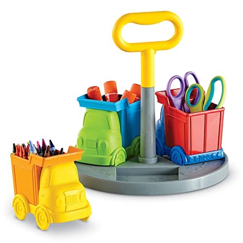 Learning Resources CreateaSpace Kiddy Center Trucks 5 Pieces Age 3 Kids Art Supply Storage Caddy Playroom and Classroom Organization School Supplies Organizer - Image 1