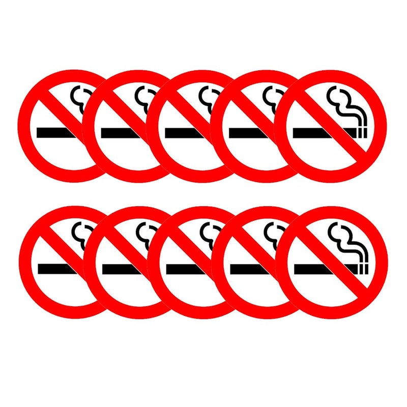 Haobase 10 Pcs No Smoking Sign Self Adhesive Vinyl Sticker 7 cm x 7 cm - Image 2