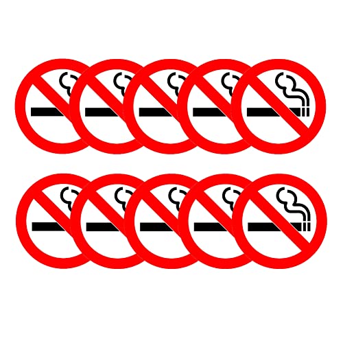 Haobase 10 Pcs No Smoking Sign Self Adhesive Vinyl Sticker 7 cm x 7 cm - Image 1