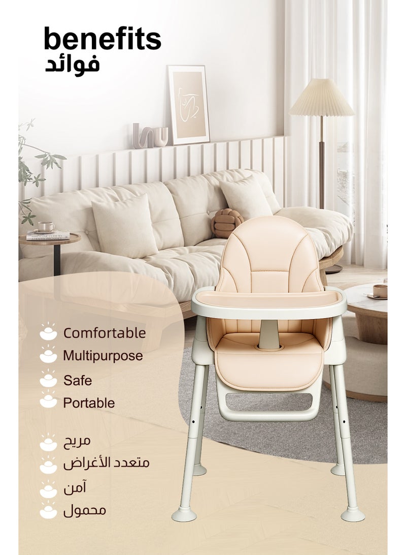 يو إل اتش واي سي كرسي طعام مرتفع للأطفال 4 في 1 - مقعد معزز لطاولة الطعام، كرسي طعام مرتفع قابل للتحويل مع عجلات، مقعد طعام وكرسي للأطفال الصغار - للأعمار من 6 أشهر - Image 2