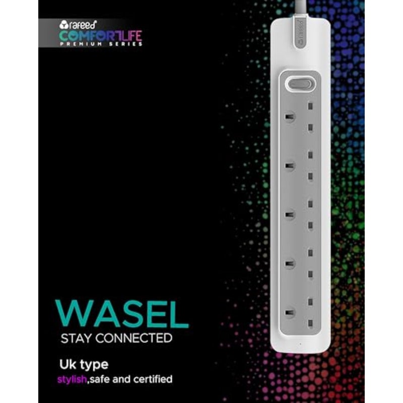 Power Extension 13A from 5 Gang,Extension Cord Cable with Master Switch, Surge Protected, Multi Plug Power strip for Home Office, 5 Years Warranty (3, Meters) - Image 3