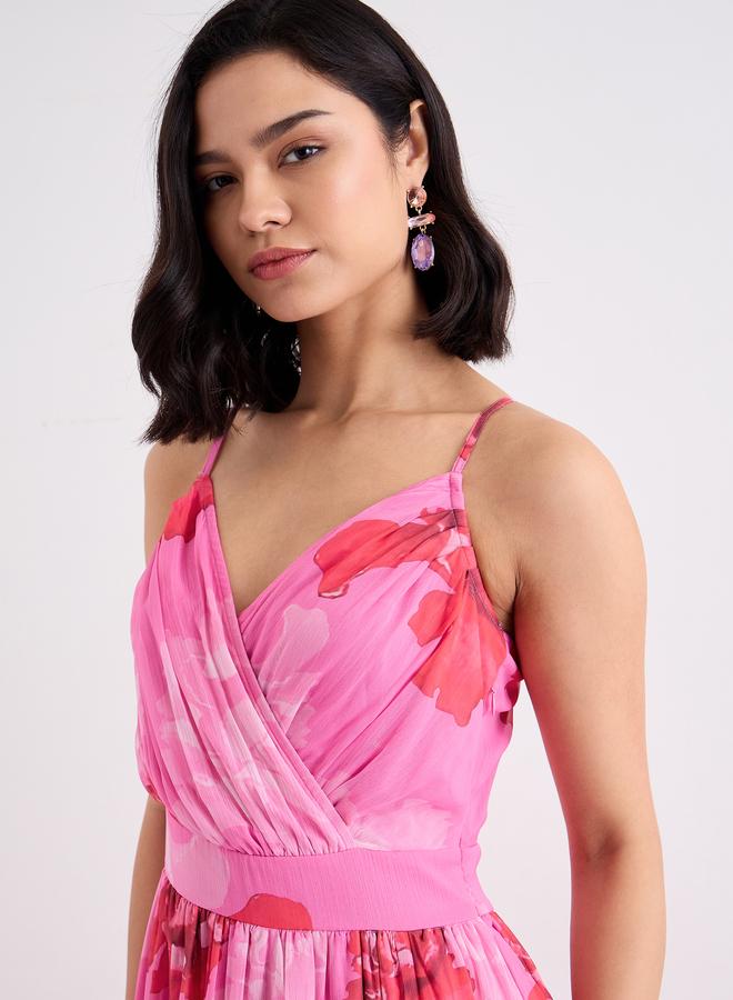 Styli Pink Floral Print Strappy Maxi Dress - Image 3