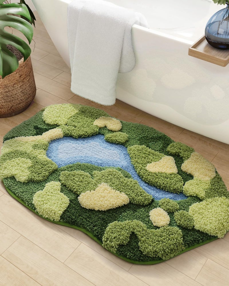 DEXI Moss Bath Mat  Ultra Thick Soft Green Bathroom Rug  Water Absorbent Non Slip Microfiber Rugs for Shower Floor  Sink  Bedroom  Home Accessories Decor  20x32  Moss Green - Image 1