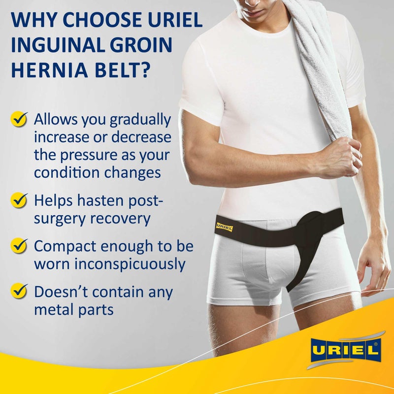 URIEL Left Side Inguinal Hernia Belt for Men - Hernia Support for Men  Pre and Post Surgery Truss  Size Large  Black - Image 5