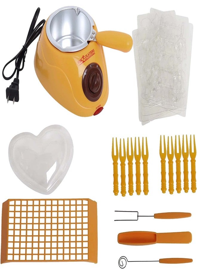 YUSUKEGU Chocolate Melting Pot Kit Heating Machine Electric Chocolate Tools Candy Chocolate Maker Electric Chocolatiere Melting Pot Candy Chocolate Maker Baking Handmade DIY Gourmet Tools Yellow - Image 1